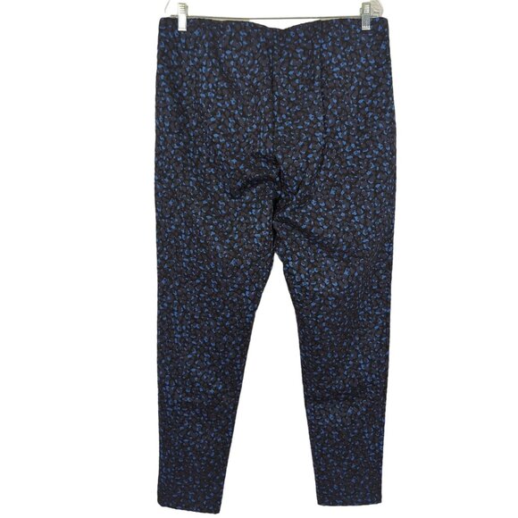 Ann Taylor Womens XLT Black Blue Patterned Pants elastic waist skinny - Picture 3 of 12